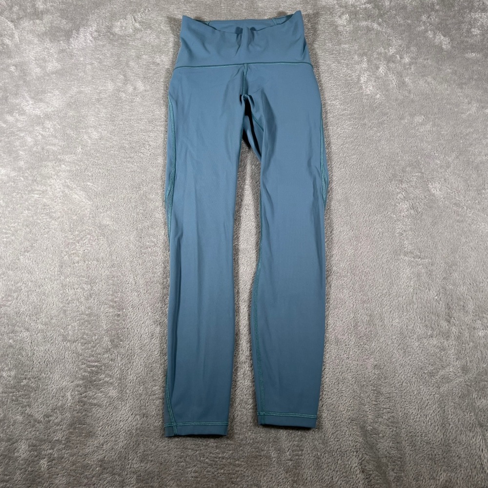 Lululemon Train‎ Times 7/8 Leggings Womens 2 Blue Charcoal Stretch Gym Yoga